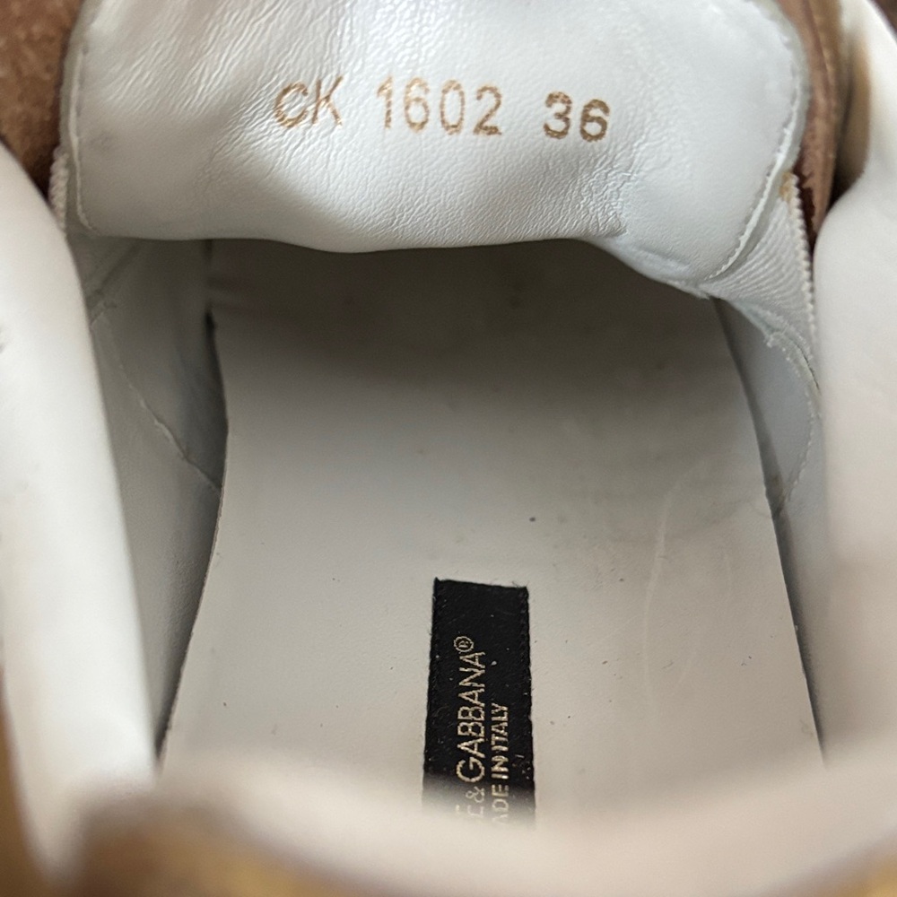 Dolce & Gabbana Ladies White Gold Pearl Accent Sneakers-6 - Picture 12 of 16